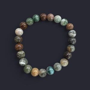Indian Agate Gemstone Bead Bracelet 8mm